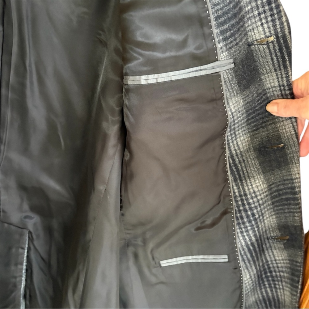 Topman - Sharp Men’s Gray/Black Plaid Wool Blend Car Coat. Size 44. New w/o tags - Picture 10 of 11